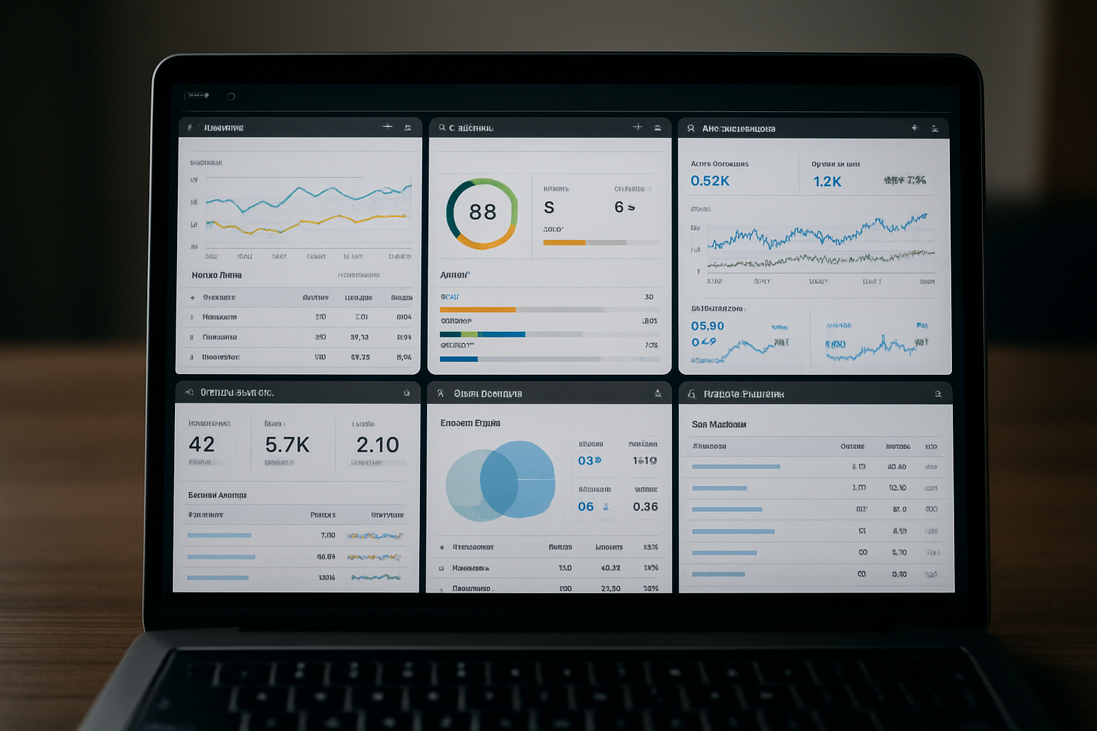 A cluttered dashboard screenshot mockup showing multiple SEO tool tabs open at once