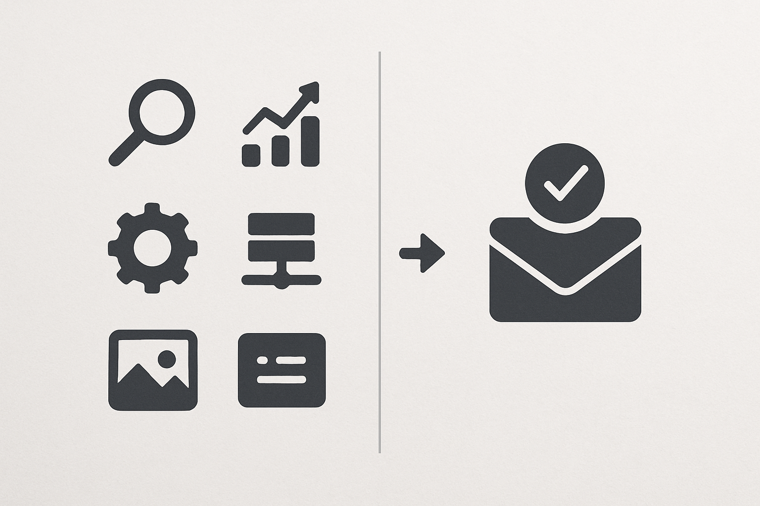 A simple before/after graphic — five separate tool icons on one side, a single approval inbox on the other